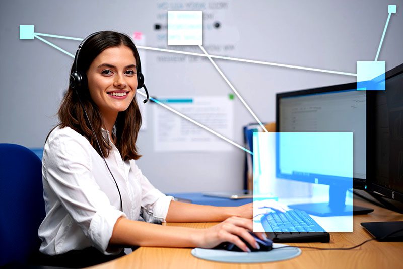 Support and customer service with TVI Customer support representative using TVI CRM.